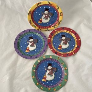 4 Sango The Sweet Shoppe Salad Plates Christmas 3041-06 Designed by Sue Zipkin